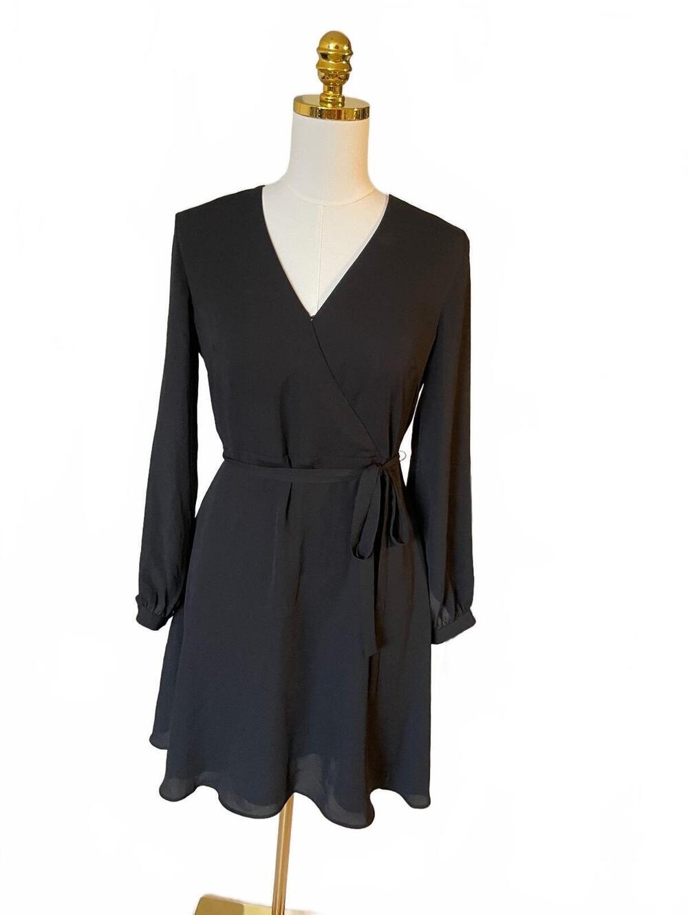 Banana republic Black Long Sleeve Wrap Dress